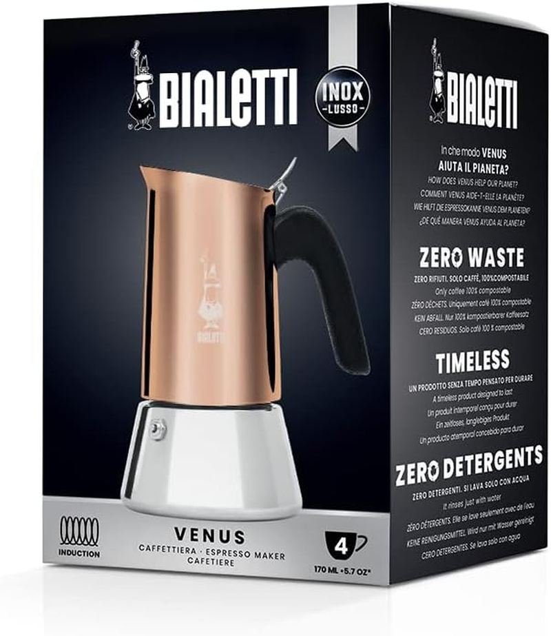 Bialetti - Venus, Stovetop Espresso Coffeemaker, 4 Cup (170Ml), Stainless Steel, Copper, Suitable for All Types of Hobs image number 1