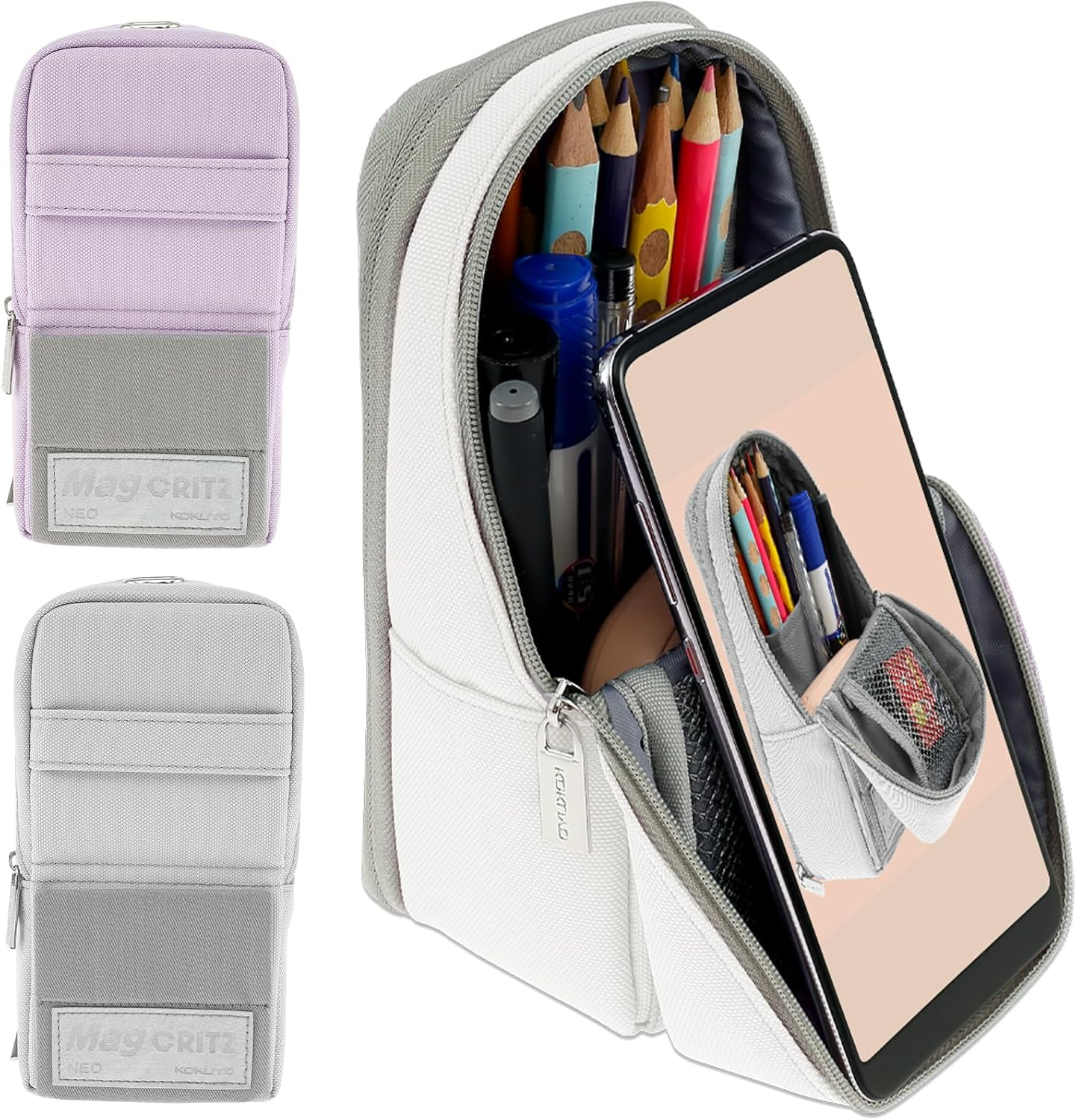 Standing Pencil Case Large Capacity Pen Bag, Pen Pouch Pencil Holder Stationery Organizer, Polyester Pencil Bag Storage Box Desk Organizer image number 6