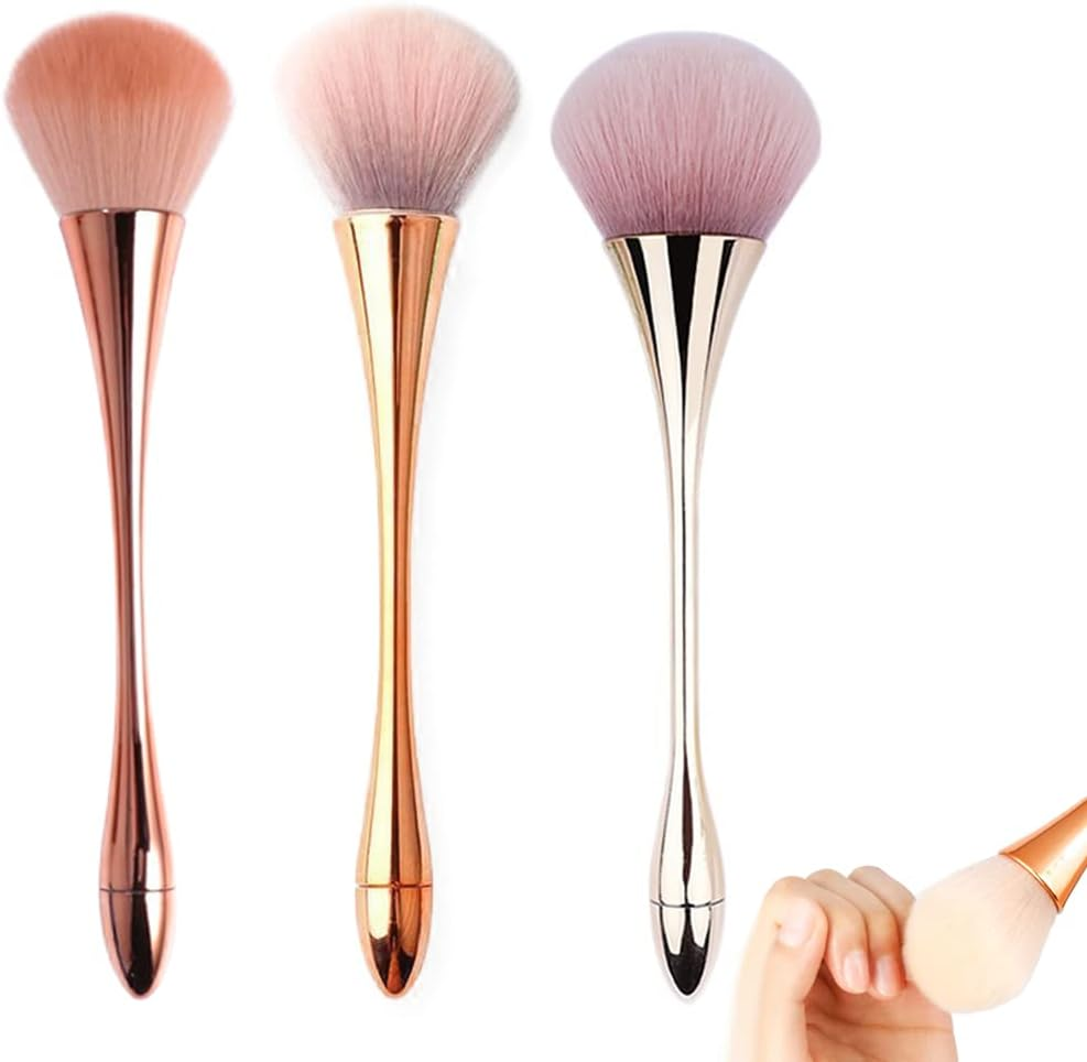 3Pcs Nail Dust Brush Acrylic Brush Cleaner Nail Brushes for Cleaning Dust Dip Powder Brush Large Makeup Brush Blush Brush Nail Clean up Brush Manicure Brush image number 3