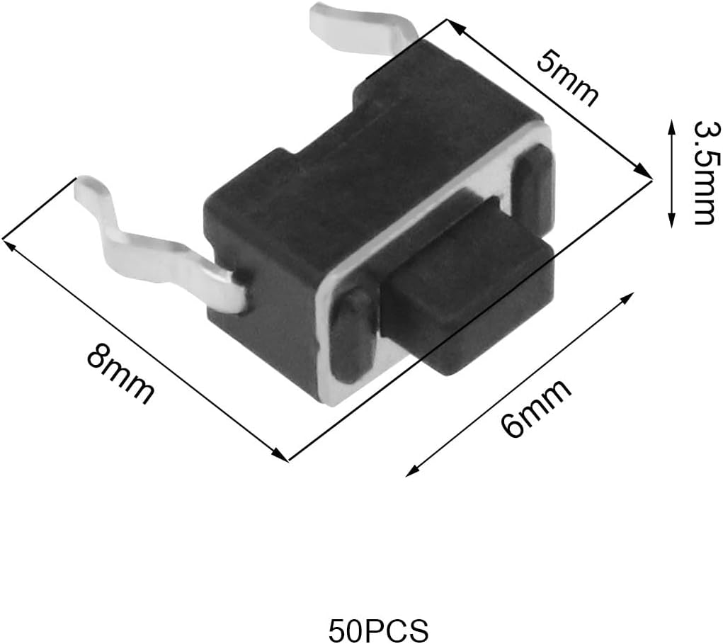 Emagtech 50PCS 2Pin Micro Switch Tactile Push Button Switch Mini Tact Switch 3.5X6X5Mm for Household Appliances and Small Toys Black image number 6