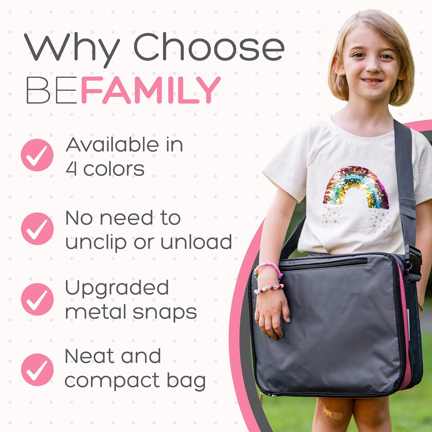 BE Family Travel Kids Car Seat Travel Tray, Car Accessories for Children, Car Seat Snack Tray, Traveling Essentials for Kids, Toddler Lap Tray for Engaging Activities, Multipurpose Design, Pink image number 1