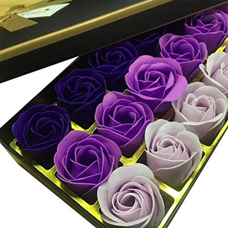 18 Pcs Floral Scented Bath Soap Rose Flower Petals (Purple)