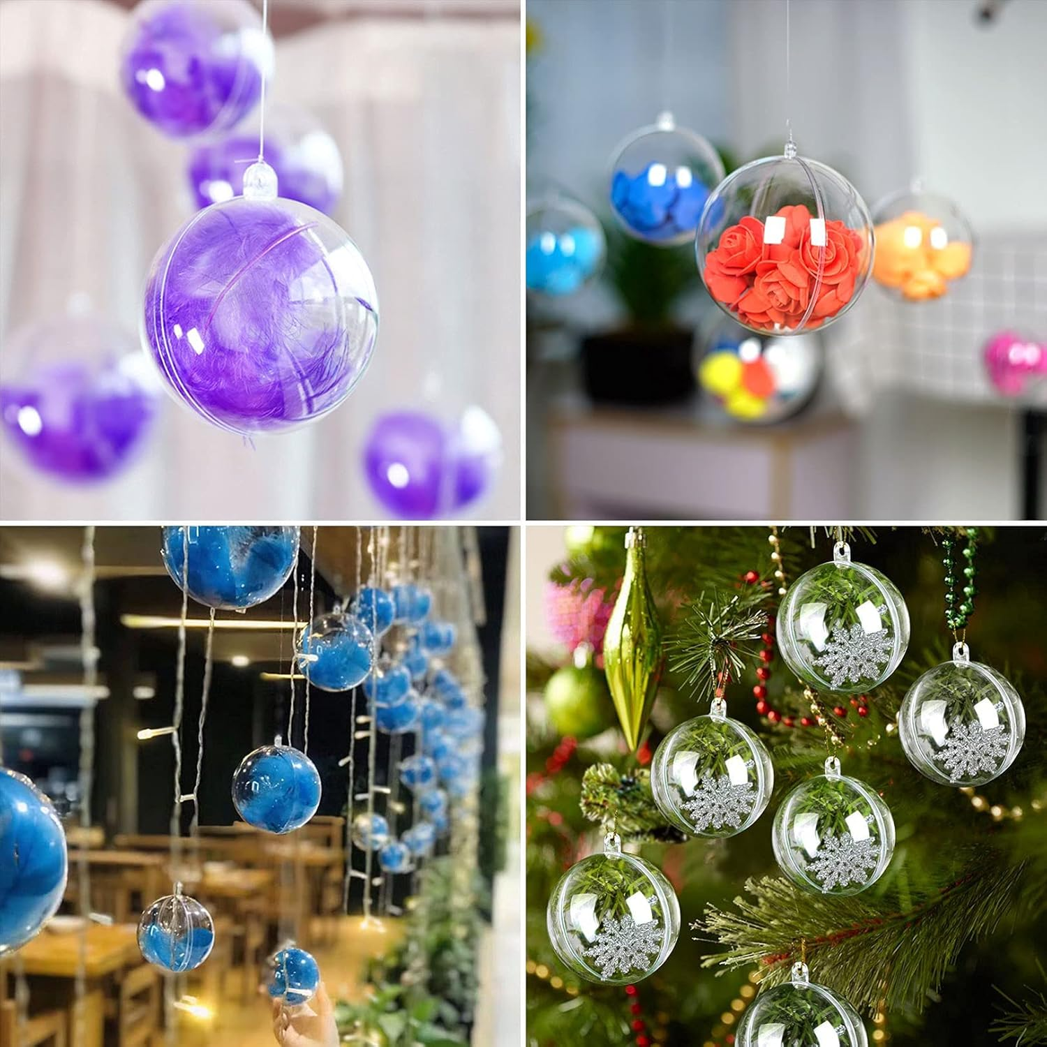 KAIAIWLUO Clear Baubles to Fill,40 PCS Transparent Christmas Baubles Empty Ornaments Balls Acrylic Fillable Plastic Bauble for Xmas Tree Holiday Wedding Party Ornaments 4 Sizes image number 2