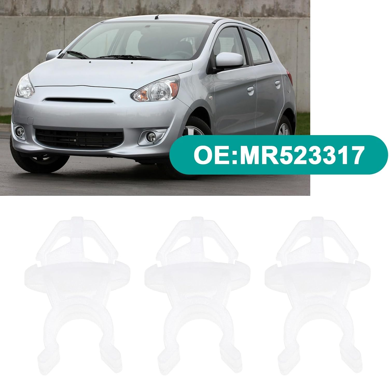 5PCS Car Hood Prop Rod Clip MR523317 Automotive Hood Stay Rod Clamp Car Front Hood Support Rod Buckle Compatible with Mitsubishi Lancer White image number 4