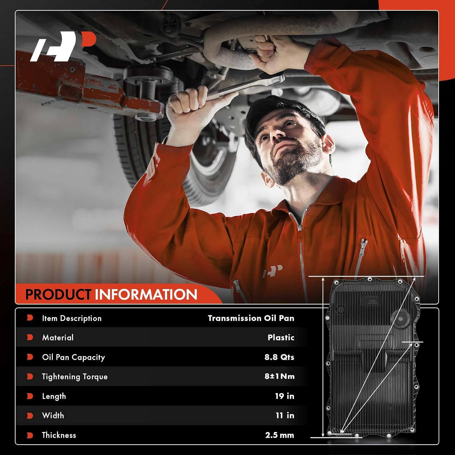 A-Premium Transmission Oil Pan with Gasket & Drain Plug Compatible with Ram 1500 2500 3500 & Jeep Grand Cherokee & Dodge Charger, Challenger, Charger & Chrysler 300, 8-Speed Automatic Transmission image number 4