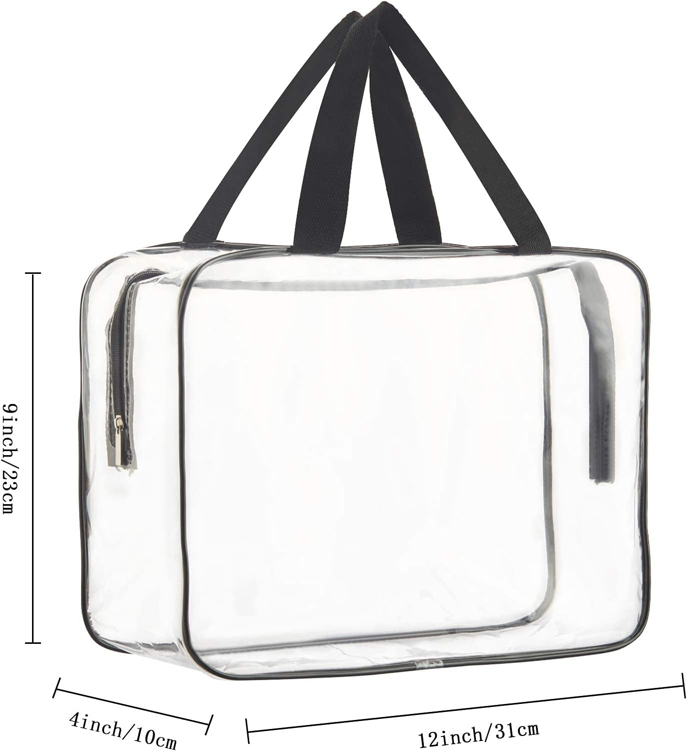 2 Pieces Large Clear Makeup Cosmetic Toiletry Organizer Bag, Clear Plastic Tote Bags, Waterproof Transparent Small Clear Handbag Purse, Clear, L