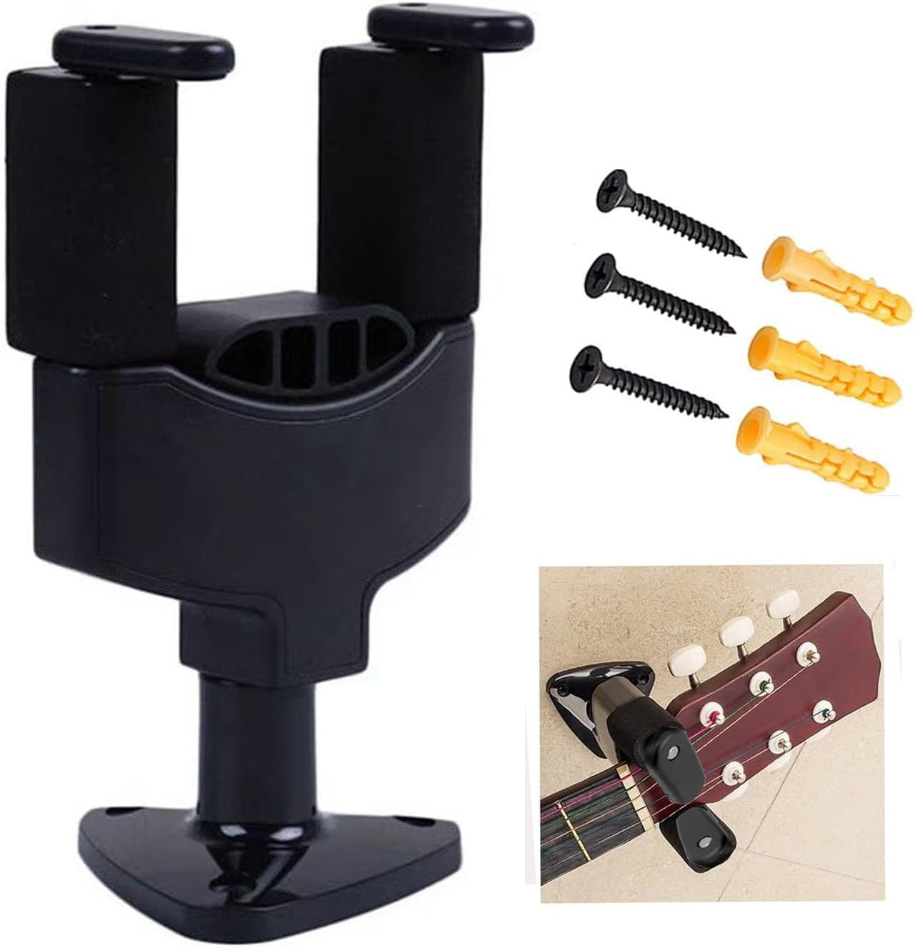 Wall Mount Hanger, Auto Lock Guitar Holder, Metal Base Adjustable Gravity Lock Stand for Acoustic Electric Classical Bass Ukulele Banjo Mandolin image number 2