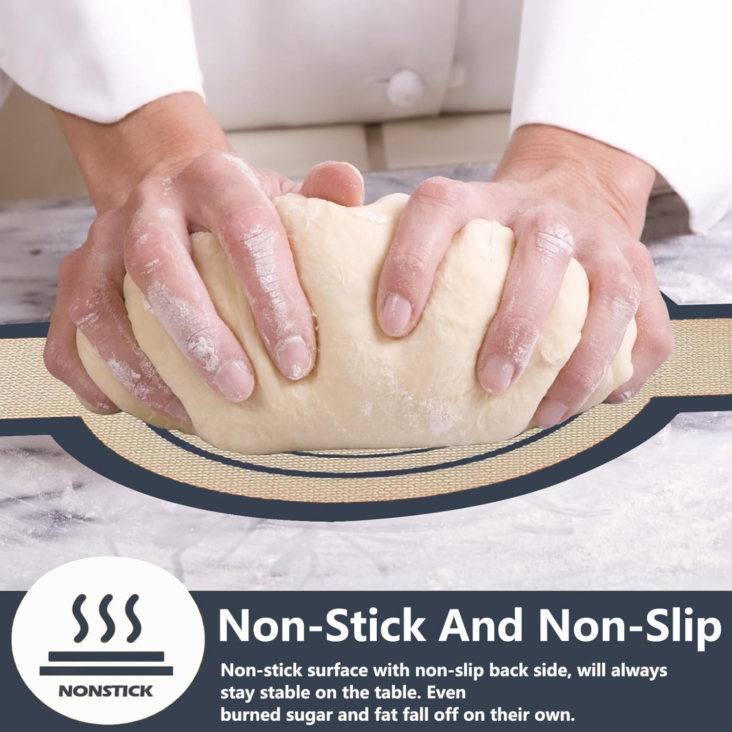 2PCS Silicone Bread Sling Oval and round for Dutch Oven, Silicone Bread Baking Mat with Extra Long Handles for Sourdough Transfer, Nonstick＆Reusable Bread Baking Mat, Gray image number 6