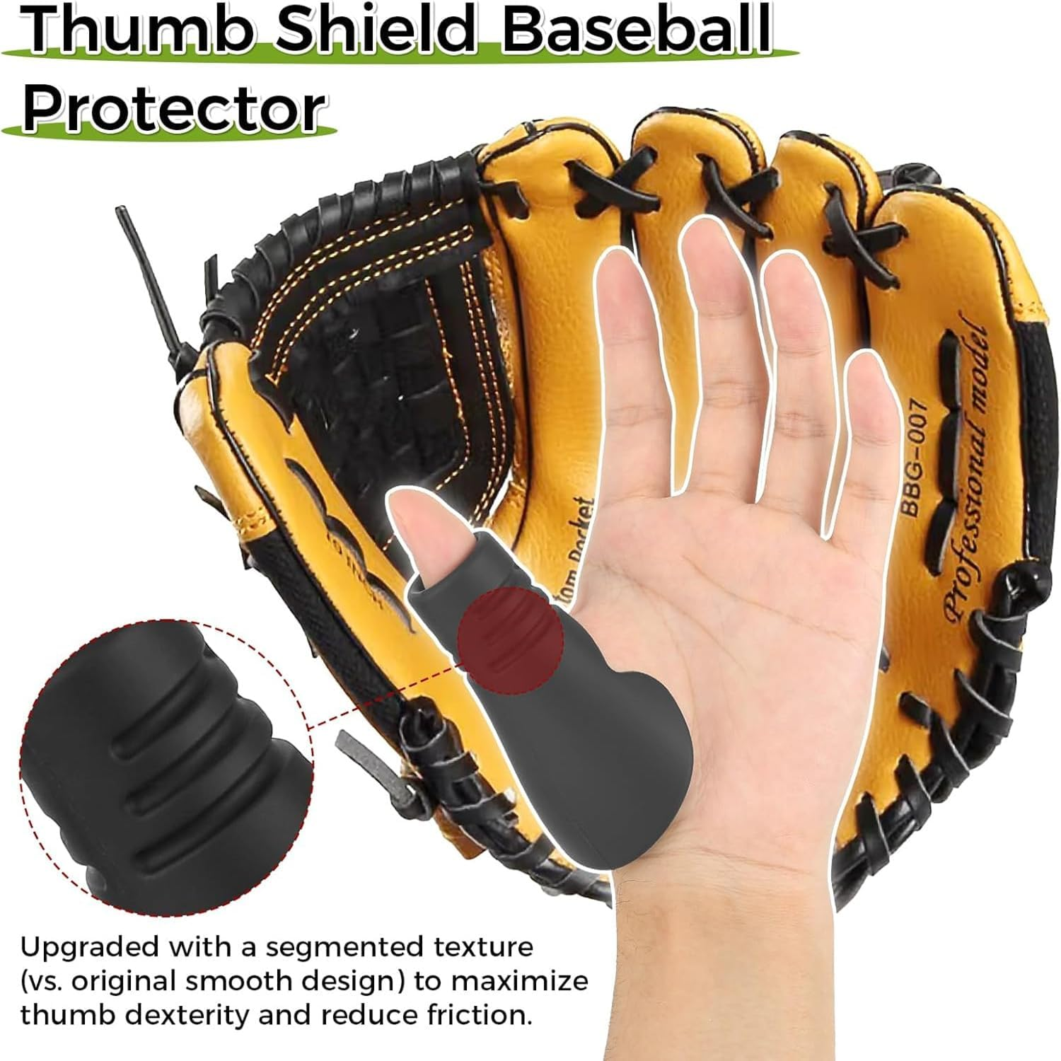 Thumb Guard for Baseball & Softball, Silicone Protective Shield Softball Pro Hitter Catcher Gear Thumb Protector Batting for Hand Injury Prevention(Large) image number 1