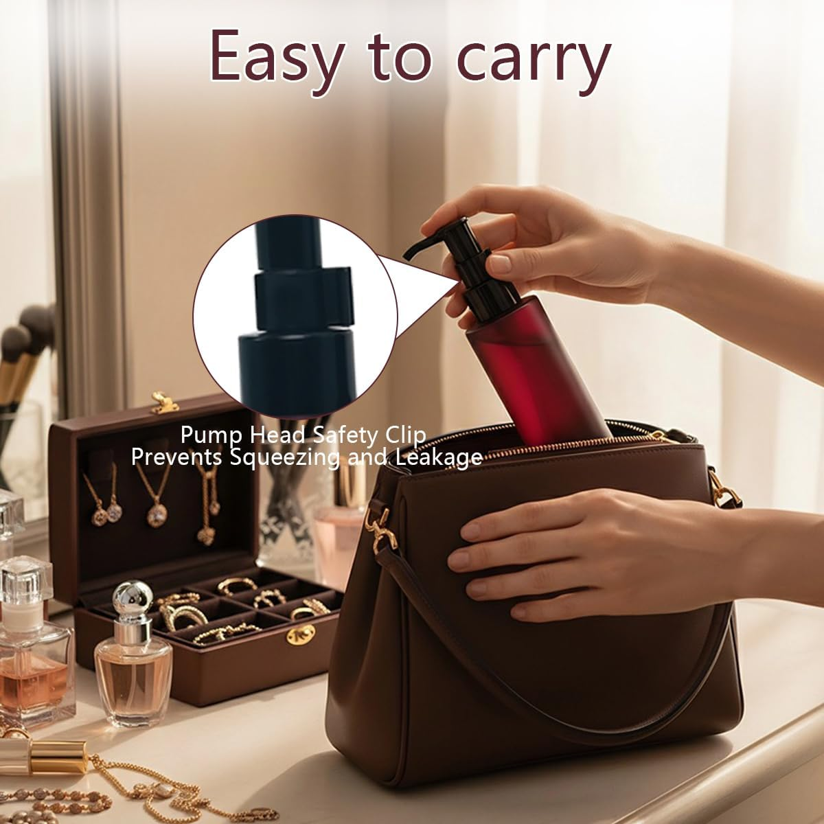 2Pcs 100Ml/3.4Oz Empty Amber Frosted Glass Lotion Pump Bottle Soap Dispensers Refillable Cosmetic Containers Jars with Black Pump Top for Lotion Essential Oil Emulsion Shampoo image number 5