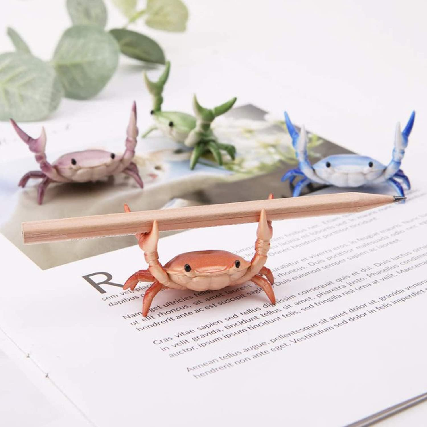 4PCS New Japanese Creative Cute Crab Pen Holder Weightlifting Crabs Pen Stand for Desk Stationery Gift image number 6