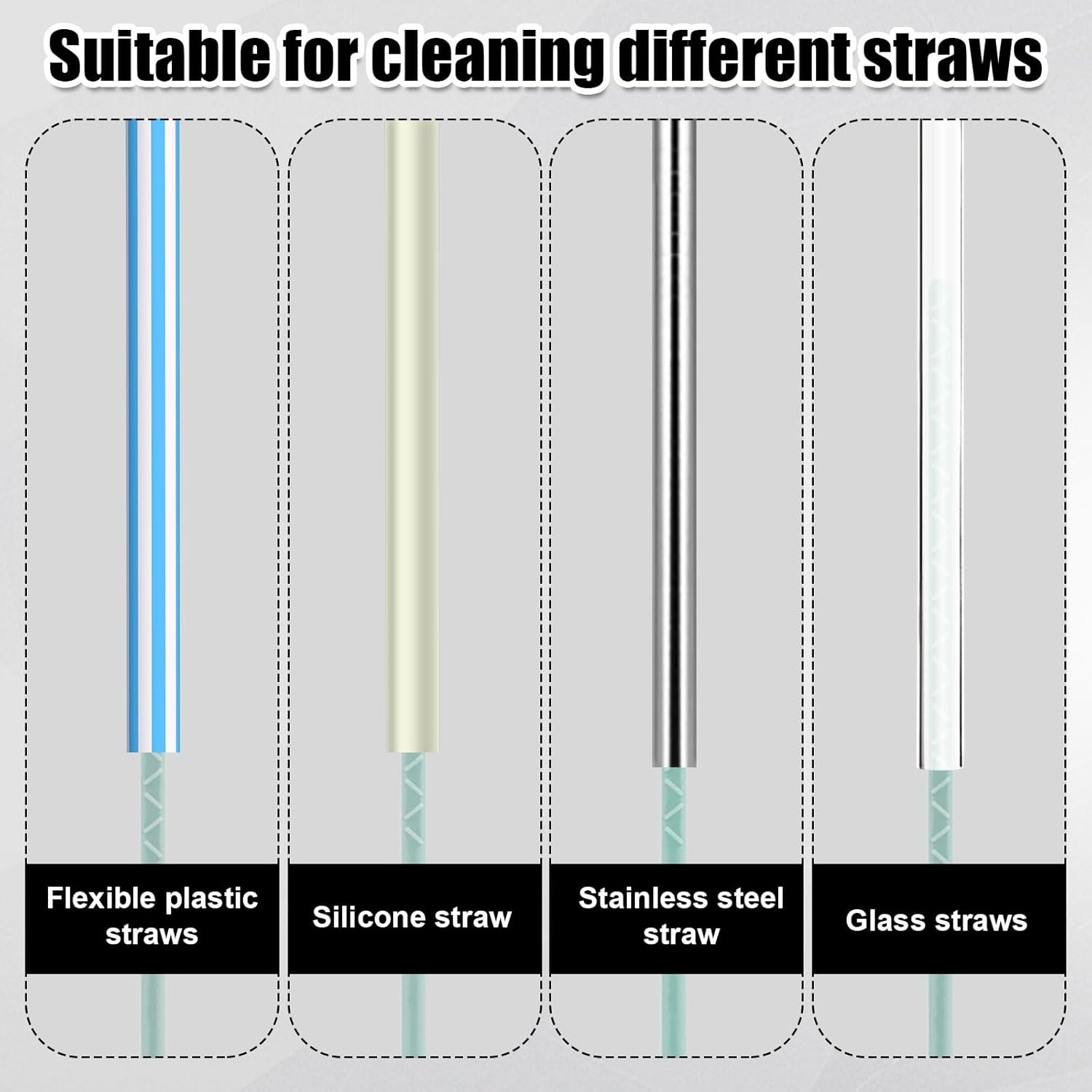 2Pcs Silicone Straw Brushes, 24Cm Extra Long Cleaning Brush Reusable Straw Cleaner for Water Bottles Kitchen Cleaning Tools for Narrow Neck Containers (Green) image number 5