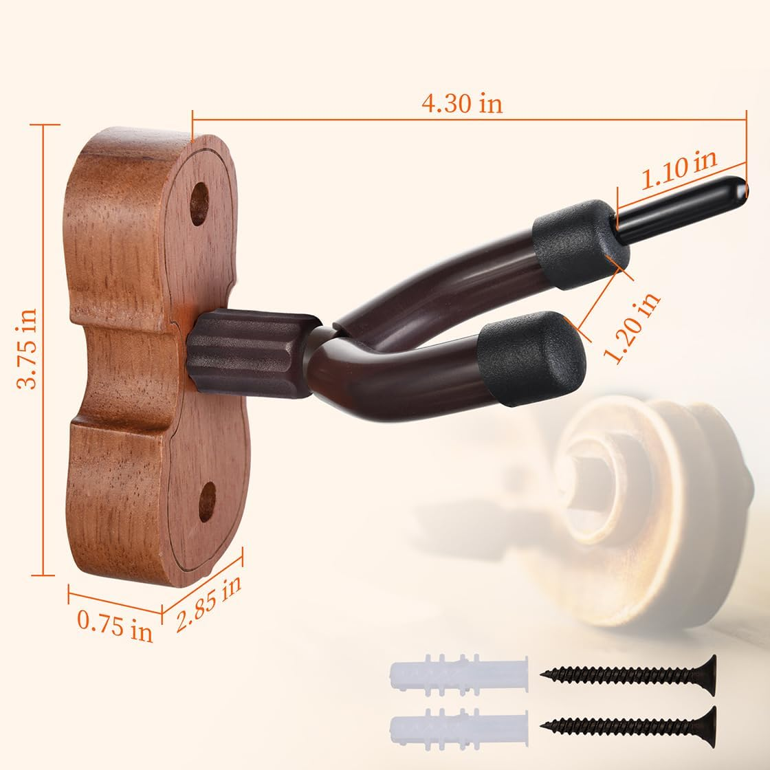 WOGOD Violin Hanger Home and Studio Wall Hanger for Violin or Viola.Made of Hardwood (Sapele) image number 6