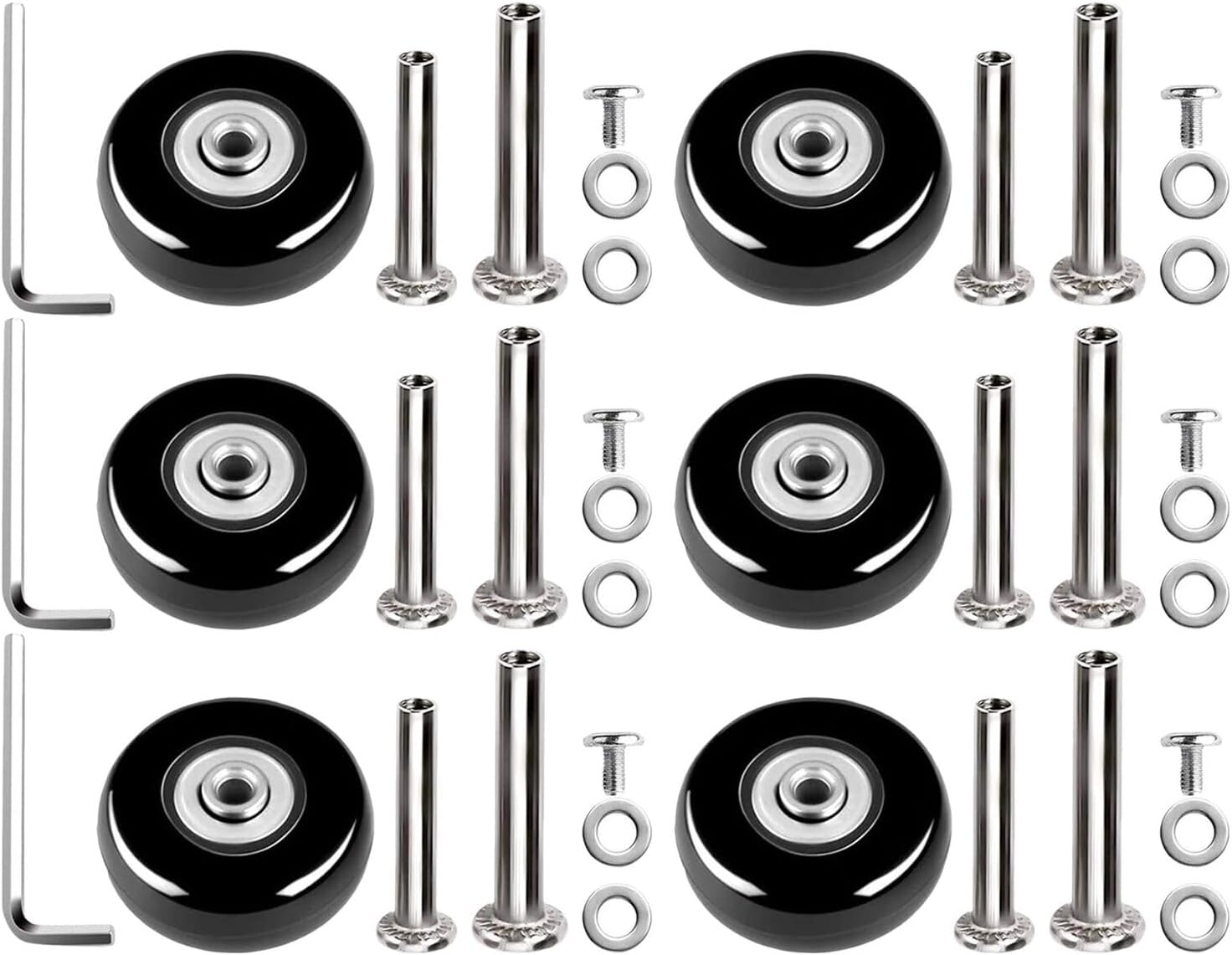 GAROZATION 6Pcs Luggage Wheel Replacement Kit 40X18Mm with Screws, Silent Swivel Suitcase Wheels Repair Parts for Travel Suitcase and Luggage Bag Assembly image number 1