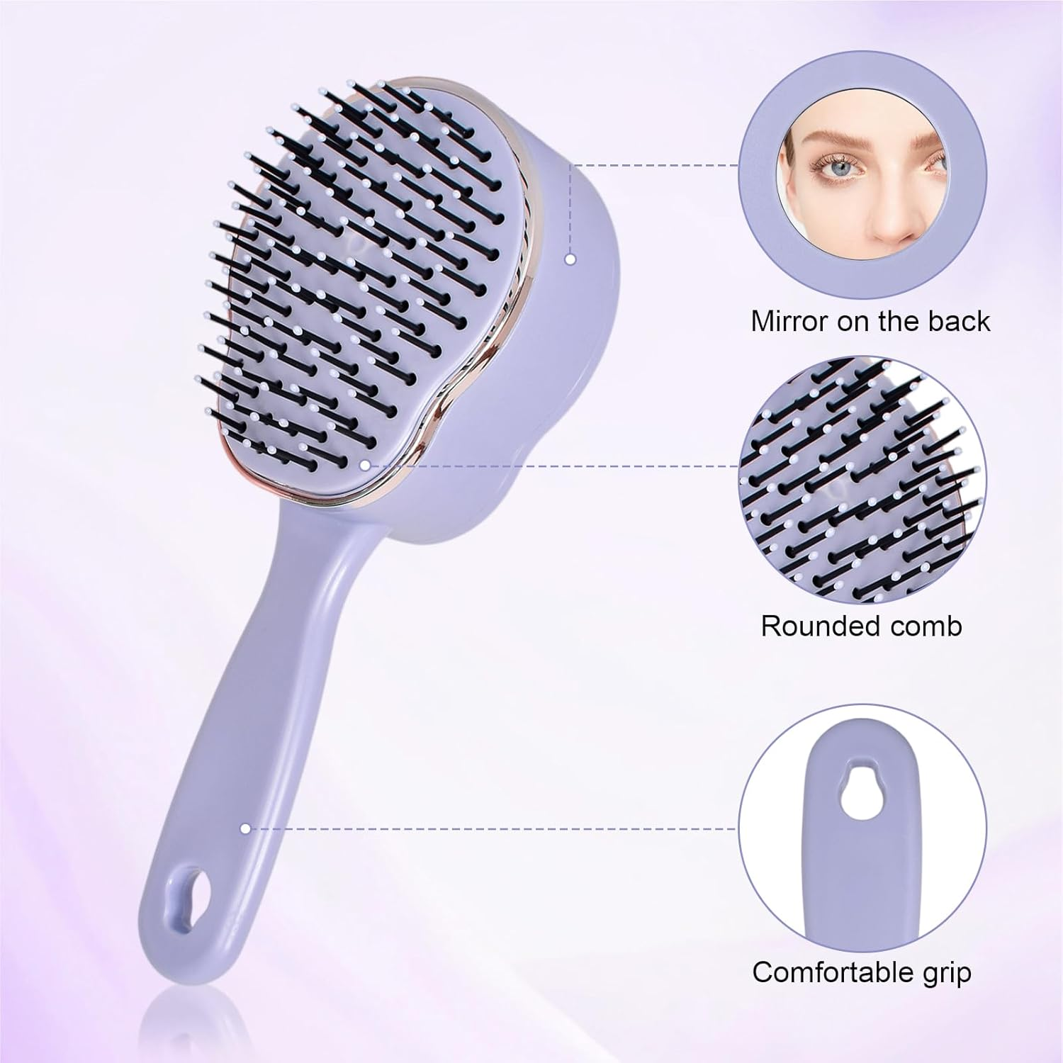 Detangler Hair Brush, Self Cleaning Hair Brushes, anti Static Massage Comb Brush,Cushion Hairbrush,Gentle Massaging,Gliding through Tangle,For Women & Men,Short,Long,Straight,Waves