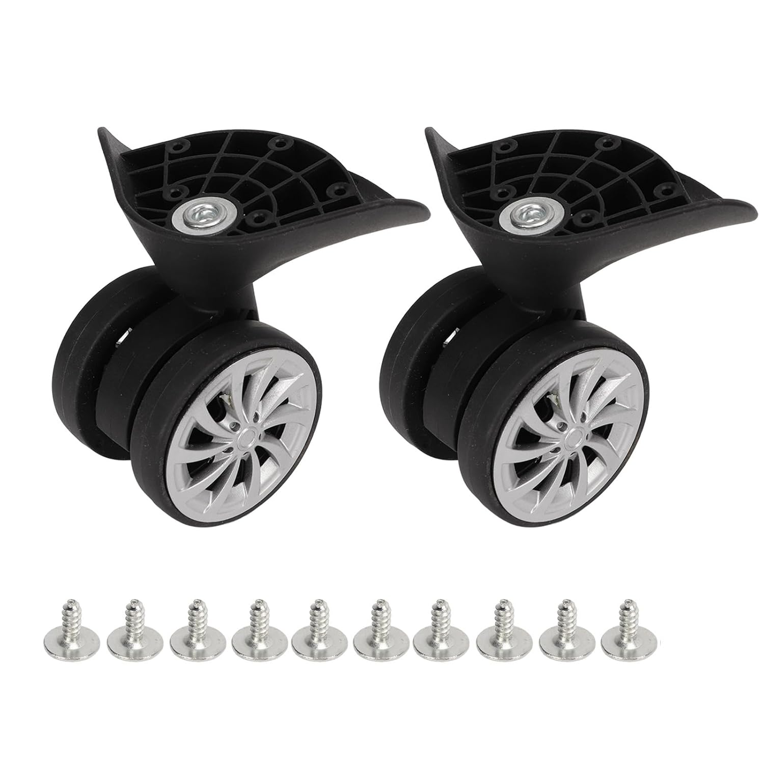 Luggage Caster Wheels, One Pair Suitcase Casters Nylon Black Luggage Wheels for Replacement Upgrade Travel 279G image number 2