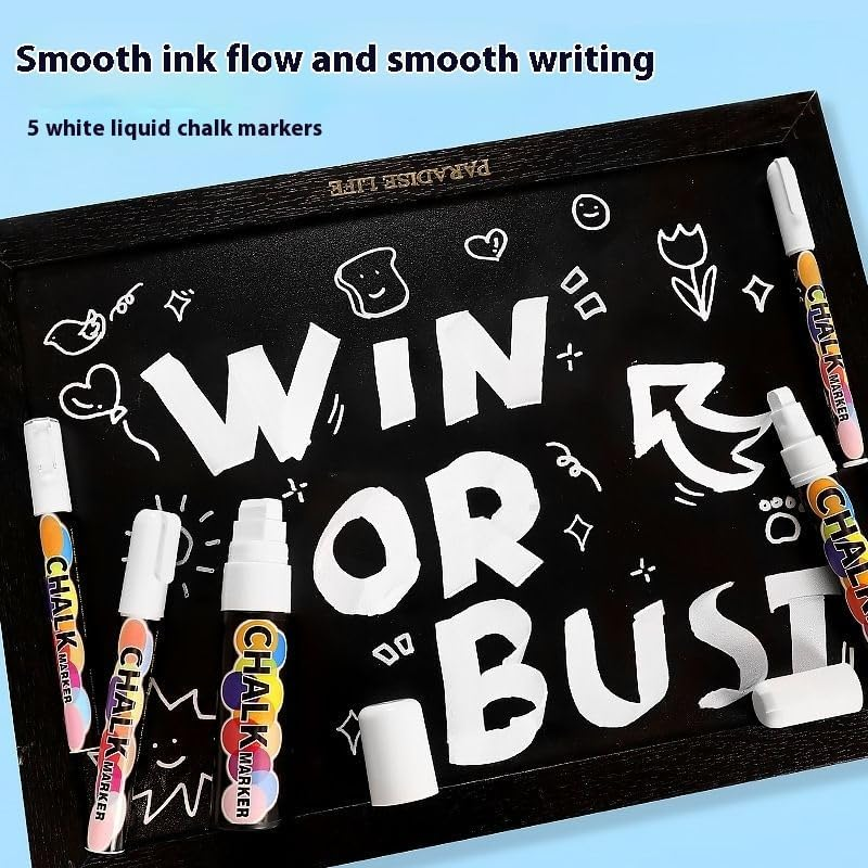 6Mm White Liquid Chalk Markers - Water-Based Ink, Easy to Wipe, Dust-Free, for Glass, Ceramic, Mirrors & Smooth Surfaces - Non-Toxic, Vibrant Colors, Perfect for Boards, Windows & DIY Crafts image number 4