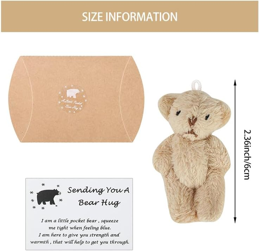 Cute Mini Plush Stuffed Bear Hug with Greeting Card - Pocket Bear for Special Encourage Gifts - Graduation, Birthday, Wedding, Christmas (Light Brown) image number 4