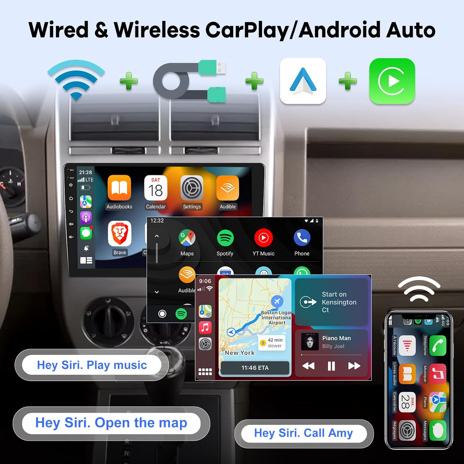 [2G+64G] Car Radio for Jeep Compass Patriot 2007 2008 2009, Android Touch Screen Patriot Stereo, Wireless Carplay/Android Auto/Bluetooth/Wifi image number 6