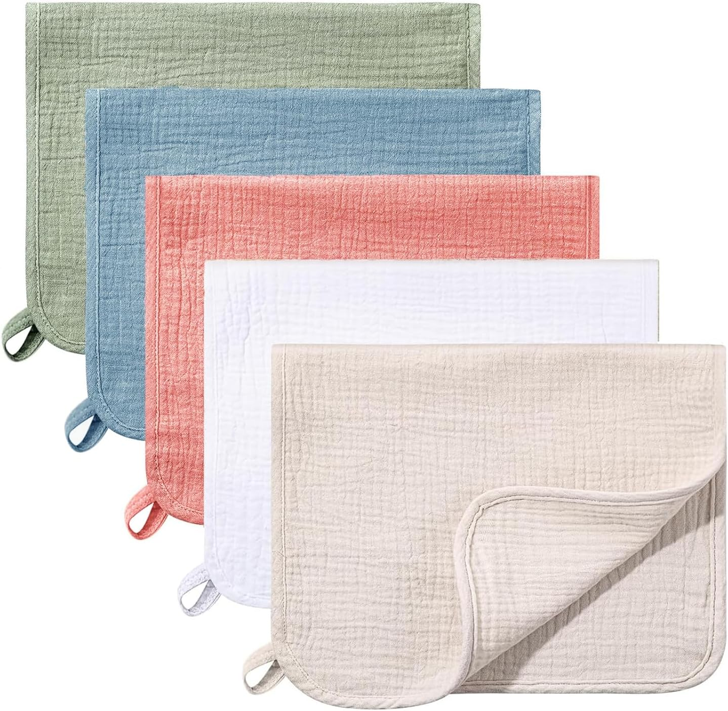 5 Count Muslin Burp Cloths Cotton Burping Rags Large 20 X 10 Inch 6 Layers Spit up Rags Soft Absorbent Multicolor Wash Cloths Diapers(Mixed Colors Series) image number 5