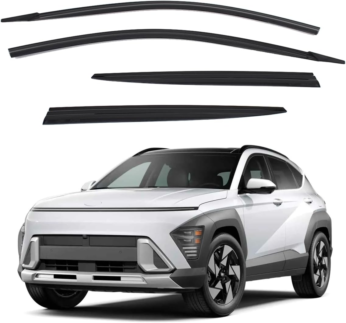 Generic Safe Compatible for Smoke Window Visor Sun Rain Vent Guard 4 Pcs Set Out Channel Visor Compatible with Hyundai Kona 2024~ image number 3