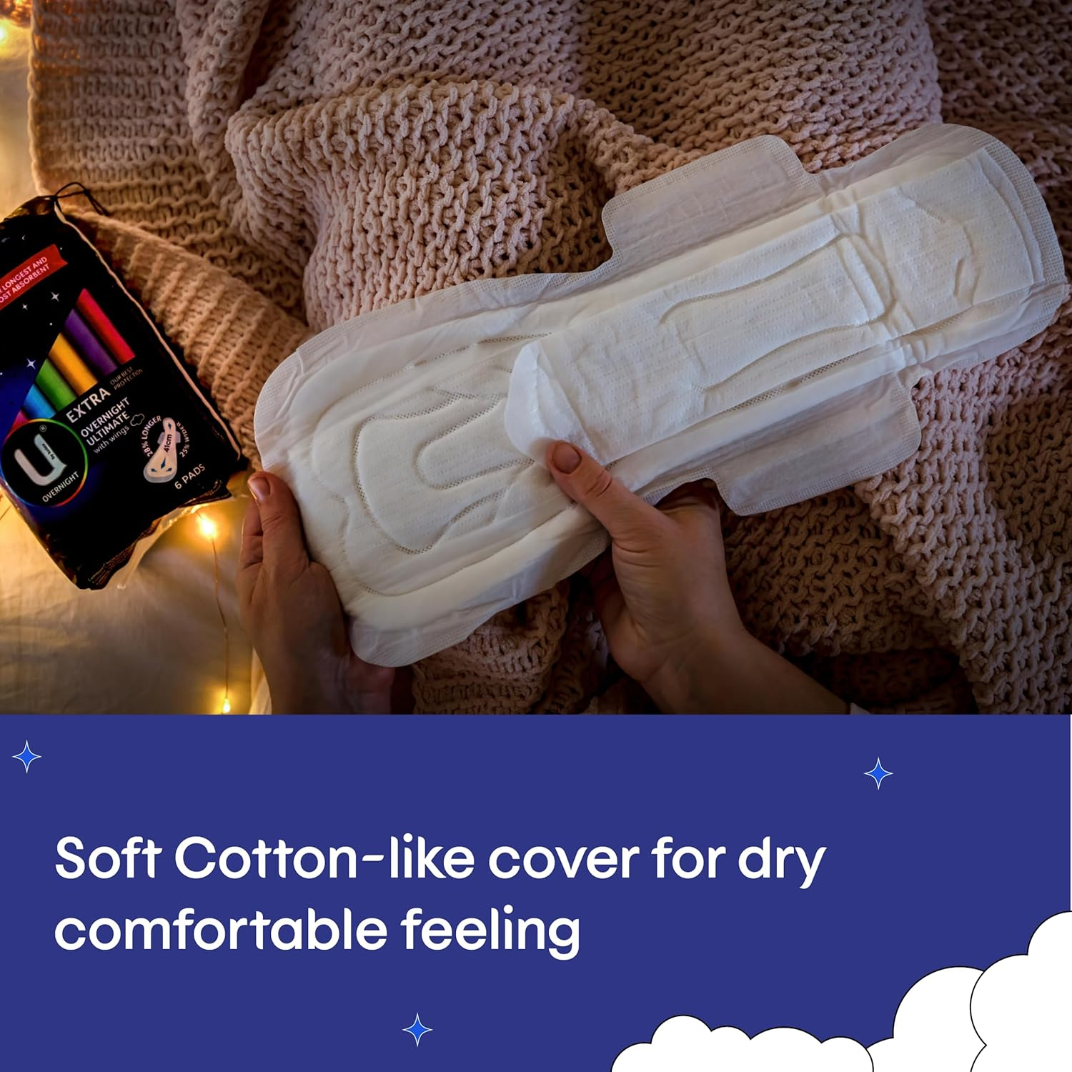 U by KOTEX Extra Overnight Ultimate Pads with Wings 24 Count (4 X 6 Pack) image number 5