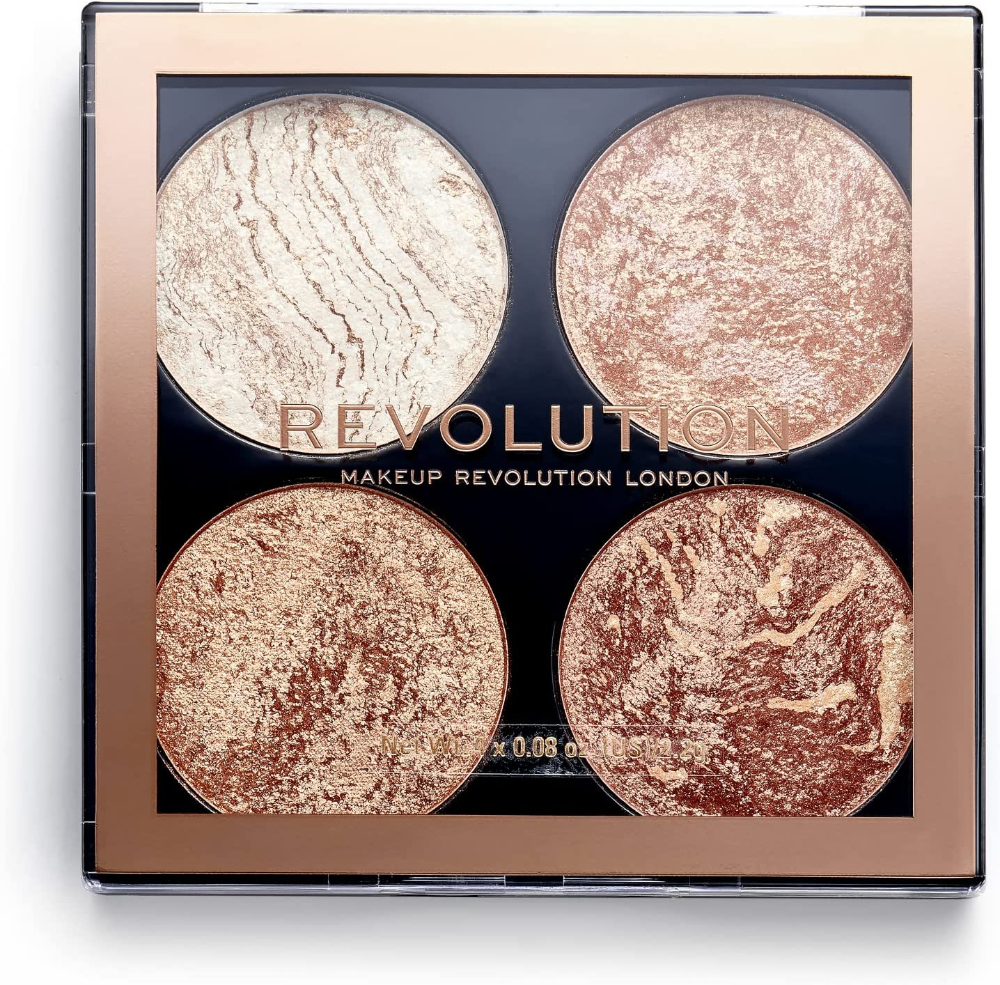 Makeup Revolution Cheek Kit, Face Bronzer & Highlighter Palette, Highly Pigmented Shimmer Formula, 4 Shades, Don'T Hold Back, 8.8G image number 1