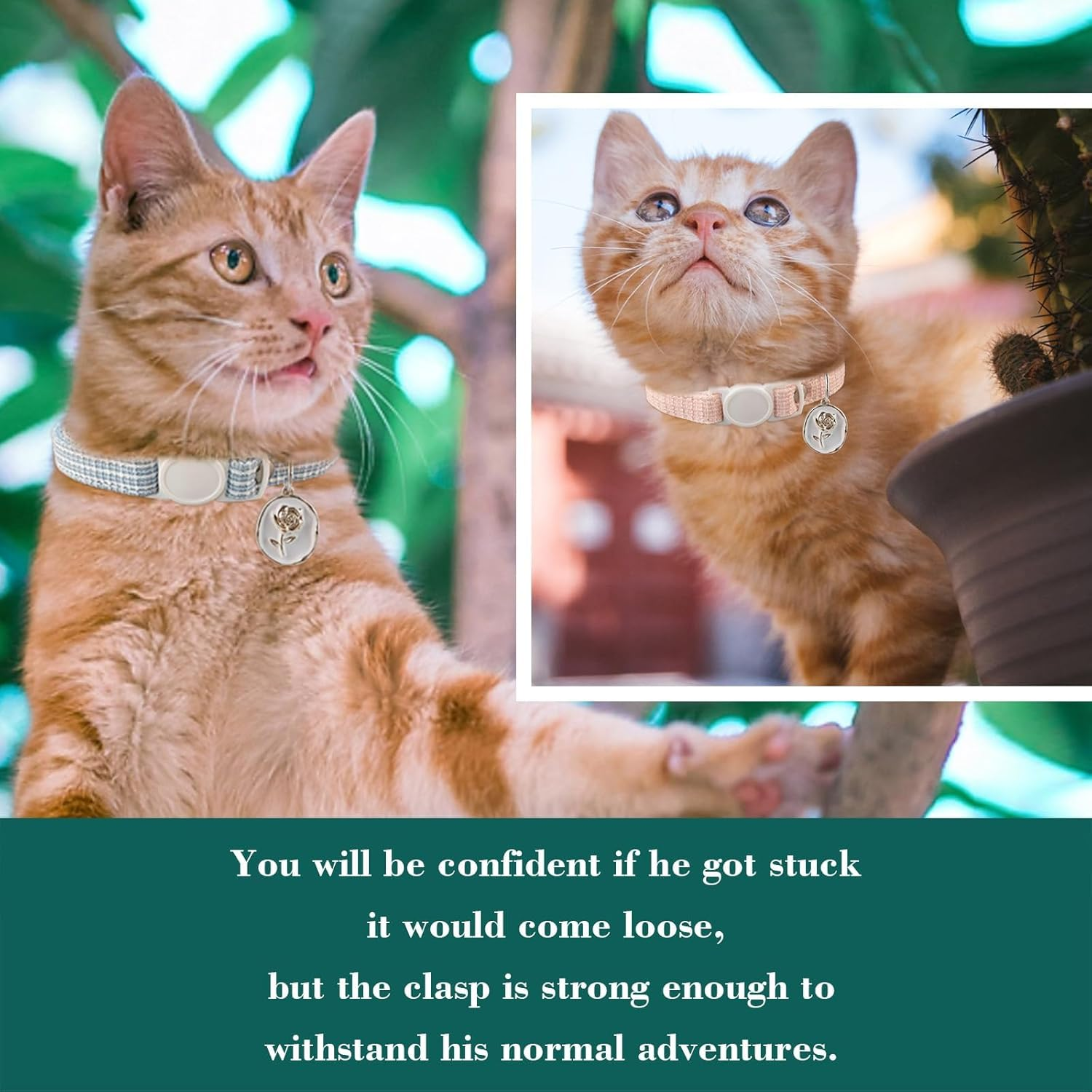 Chanel'S Style Cat Collar, Premium Kitten Collar, Elegant Cat Collar with a Rose Charm, Safety Adjustable Ideal for Girl Cat Boy Cat image number 4