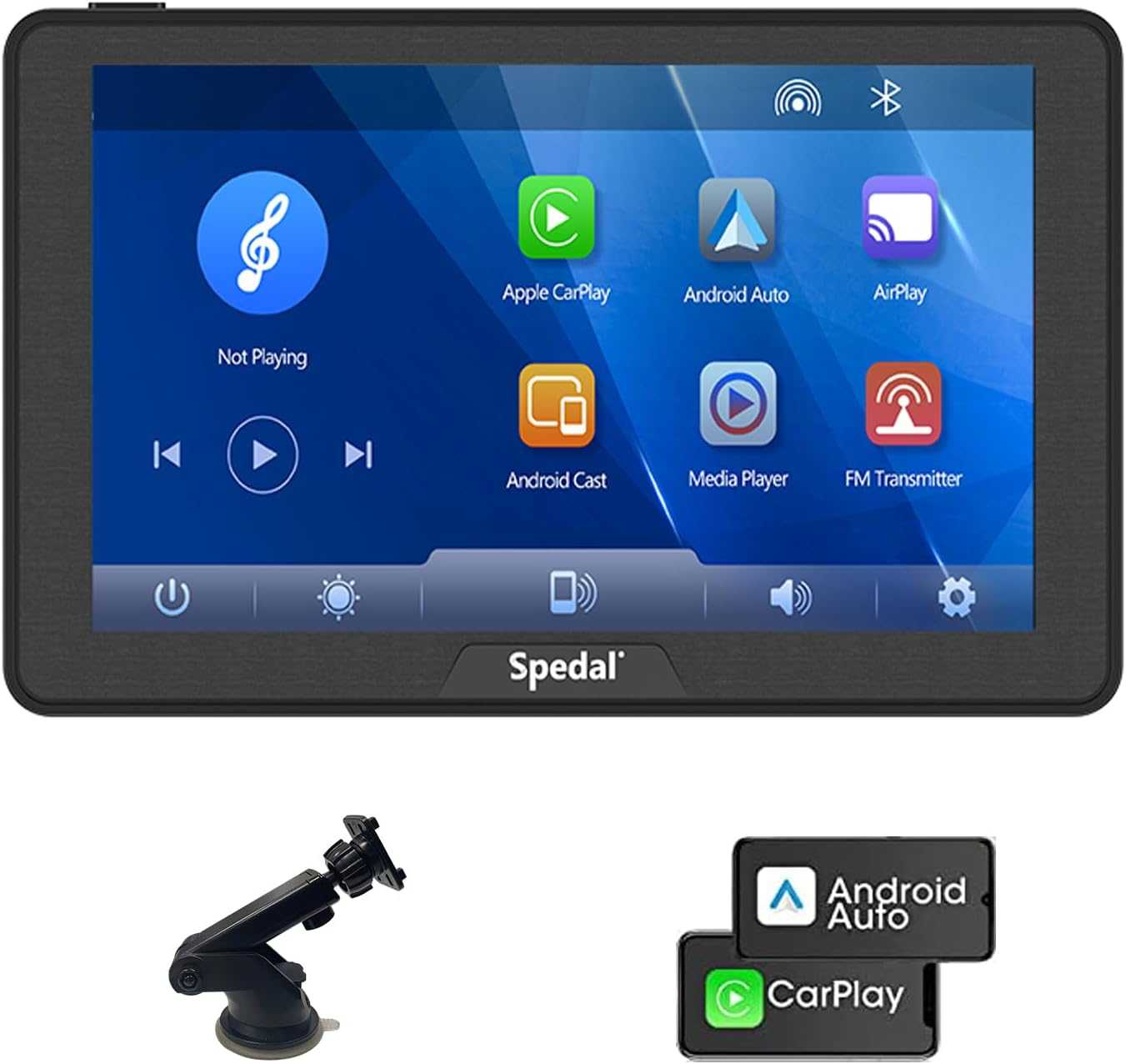 Wireless Carplay Car Screen, 2024 Portable 7" HD Touchscreen Compatible with Carplay & Android Auto for Car, Car Stereo Receiver Wit Mirror Link/Bluetooth image number 2
