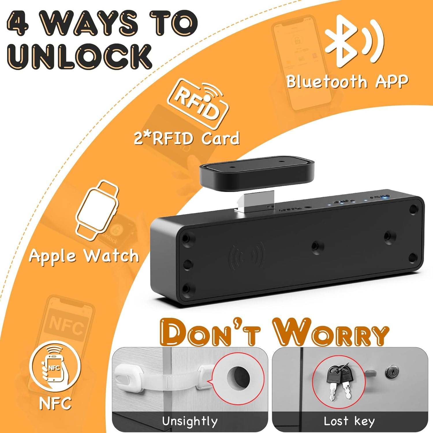 Smart Cabinet Lock,Hidden Drawer Lock Cabinet Lock,Child Safety Baby Proof Cupboard Locks for Children Liquor File Cabinet Cupboard Desk Dresser Black image number 4