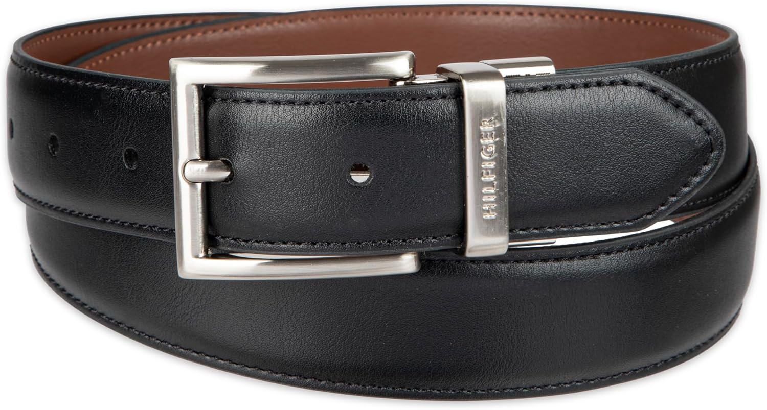 Tommy Hilfiger Men'S Dress Reversible Belt with Polished Nickel Buckle Belt image number 6