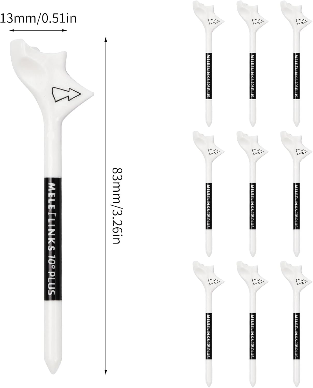 Golf Tees Plastic, 10 Pcs Golf Tees Unbreakable, Premium 10&deg;Golf Tee, Reducing Friction and Increase Distance, for Golf Ball image number 4