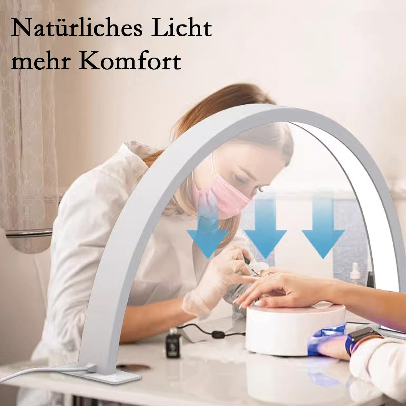 Aipaite L52 Cm (20.47 Inches), H30 Cm (11.81 Inches) Crescent Moon Lamp, Eyelash Cutting Table Lamp, Reading Lamp, Nail Lamp for Nail Table, Interior Lighting Table Lamp, Nail & Face Care Desktop