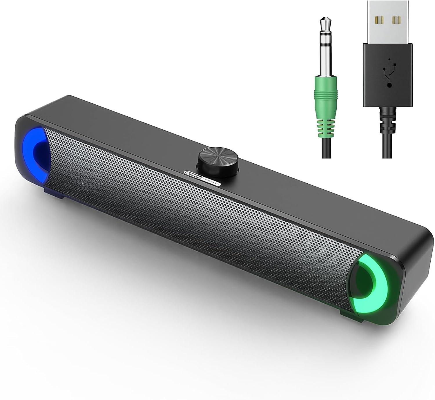 USB Computer Speaker, RGB Desktop Soundbar, Wired Sound Bar with Standard 3.5Mm AUX Jack and USB Interface, PC Speakers for Desktop, Laptop, MP4, Plug and Play