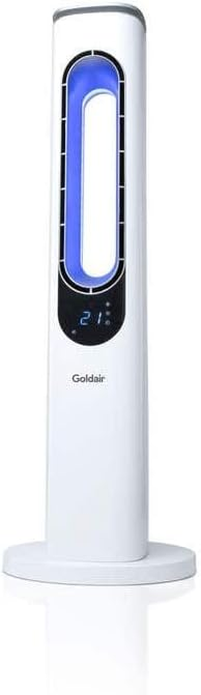 Goldair 94Cm Bladeless Tower Fan with 3 Speed Settings, 3 Wind Modes