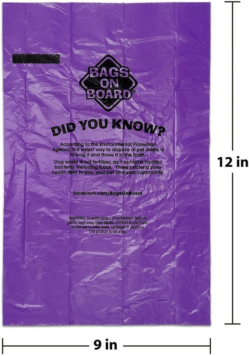 Bags on Board Strong, Leak Proof Dog Poop Pick-Up Bags, Rainbow, 60 Rolls (14 Bags in Each Roll) image number 4
