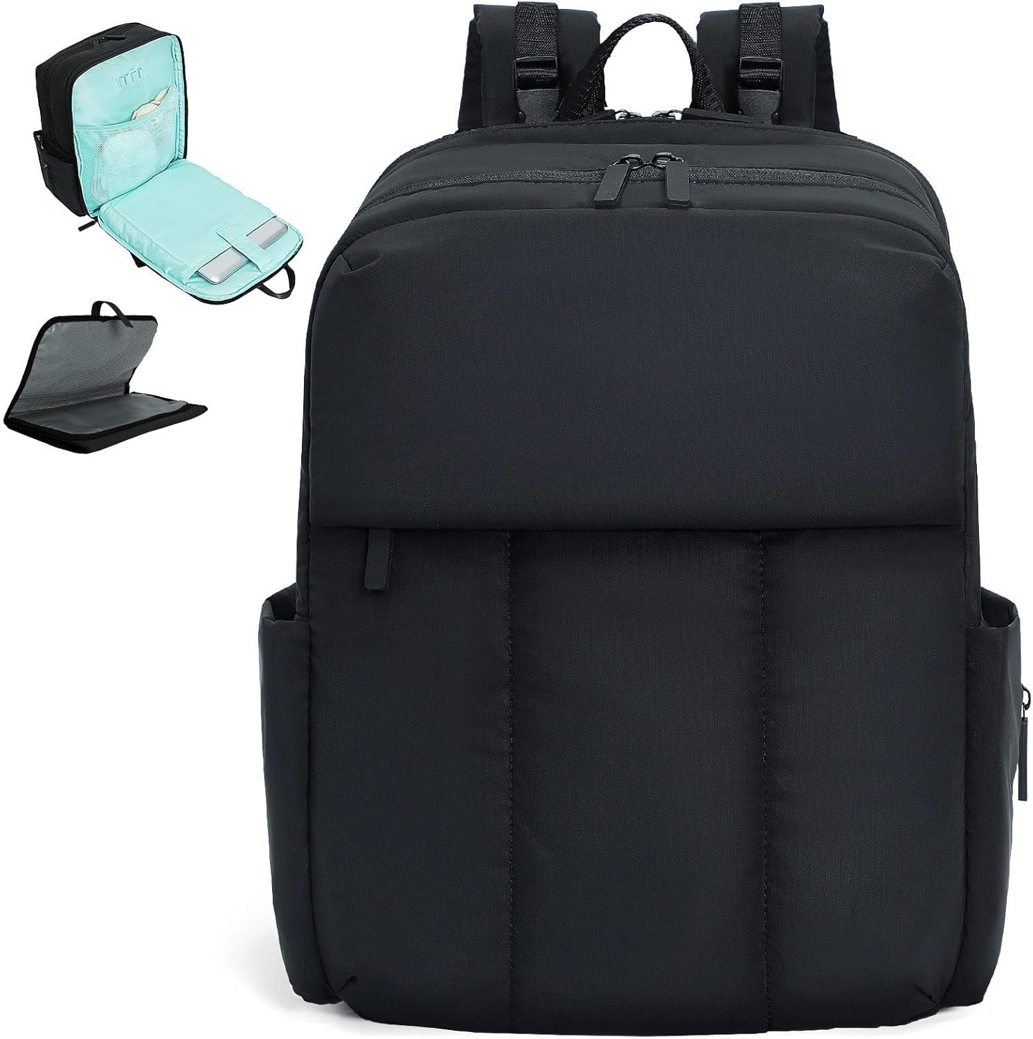 MOMINSIDE Diaper Bag Backpack with 15 Pockets, Quilted Baby Bag for Boys Girls, Baby Registry, Large Changing Pad