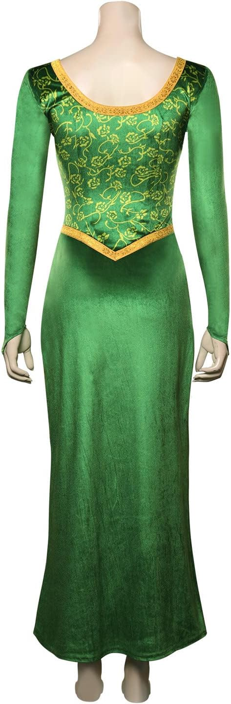 Chahouk Women'S Fiona Cosplay Costume Green Dress with Long Sleeve Adult Princess Fiona Dress Gown Halloween Party Outfit image number 4