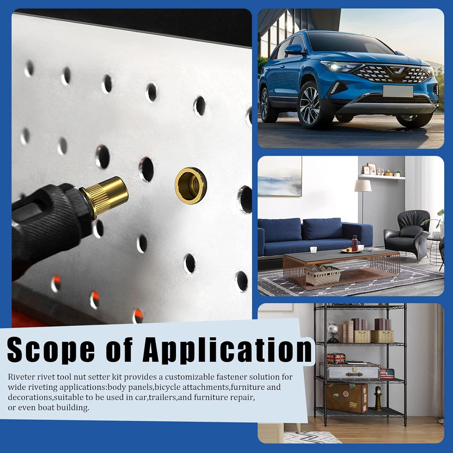 Glarks 156Pcs Rivet Nut Tool with Mandrel and Rivet Nut Kit, Threaded Insert Hand Riveter Nutsert Tool Rivet Gun with 5Pcs Metric Mandrels and 150Pcs Blind Rivet Nuts M3 M4 M5 M6 M8 image number 3