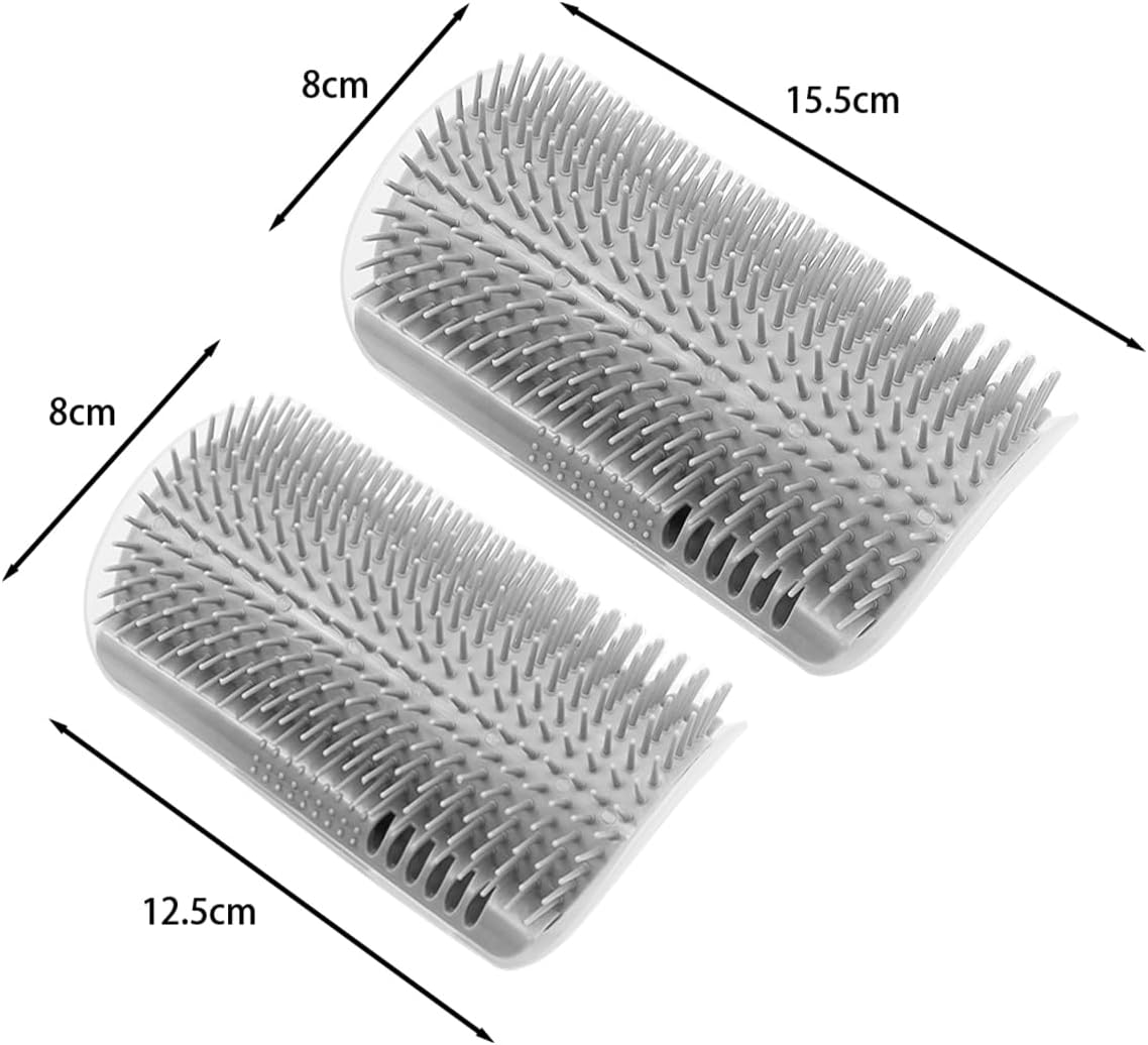 Sarini 2 Pcs Cat Self Groomer, Cat Soft Wall Corner Massage Comb, Pet Grooming Massage Scratcher Comb for Long Short Fur Cats (Grey) image number 2