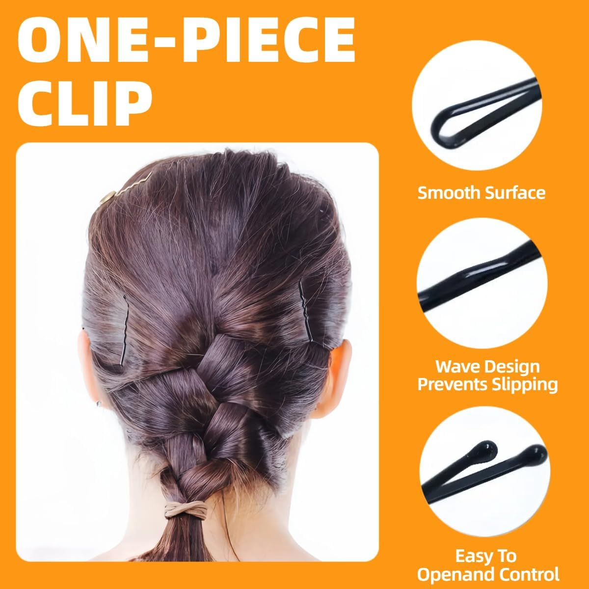 Hair Pins, Black, U-Shaped, Hair Pins, Small Bobby Pins Set with 100 Transparent Rubber Bands and Storage Box, Multiple Sizes, Suitable for Many Occasions