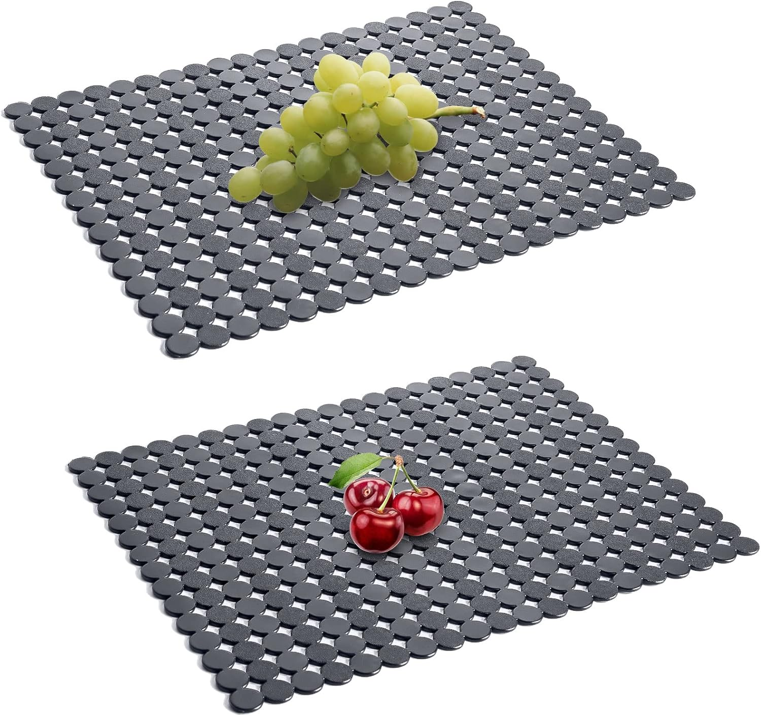Qulable 2Pack Kitchen Sink Mat for Stainless Steel/Ceramic Sinks, PVC Eco-Friendly Protectors for Bottom of Kitchen Sink, Adjustable, Fast Draining, Dots Design, 11.8X15.7 (Black)