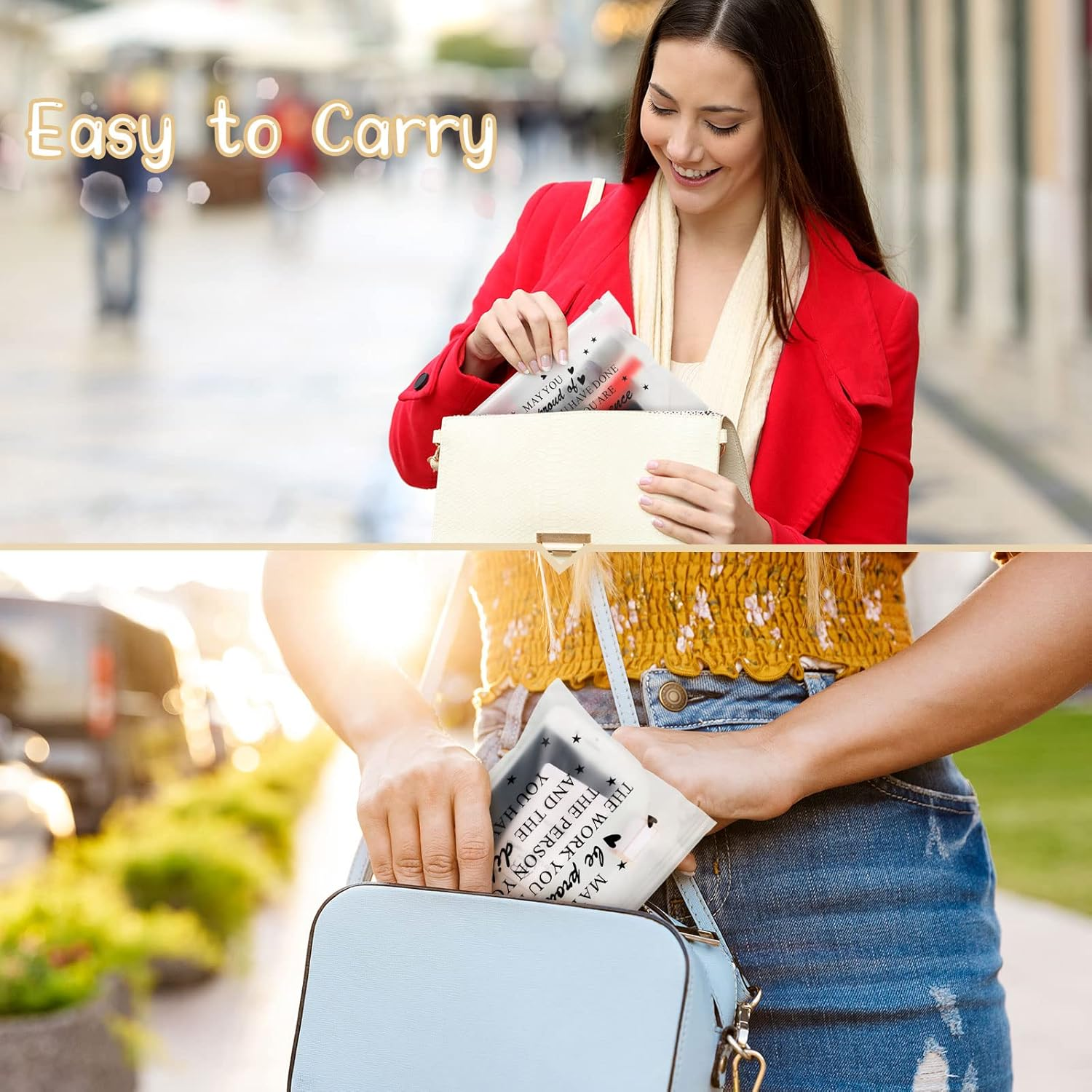 Sotiff 60 Pcs Makeup Bags Bulk Cosmetic Bag for Women Inspirational Thank You Gifts EVA Swag Bag Items Appreciation Gift Empowering for Staff Teacher Nurse Employee Mother(Proud,8 X 6 Inch) image number 6