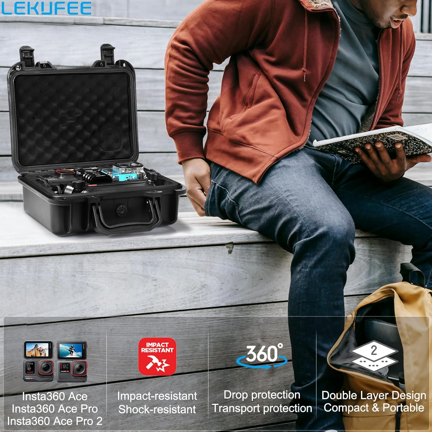 Waterproof Hard Case Compatible with Insta360 Ace Pro 2/Insta360 Ace Pro/Insta360 Ace/Action Camera/Vlogging Camera/Live Streaming and Accessories(Case Only) image number 1