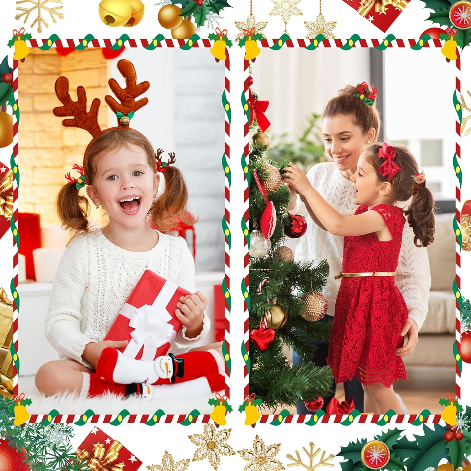 Pack of 4 Christmas Hair Bobbles Velvet Scrunchies Hair Bobbles Scrunchies for Women Elastic Hair Bobbles Girls Christmas for Girls Women image number 6