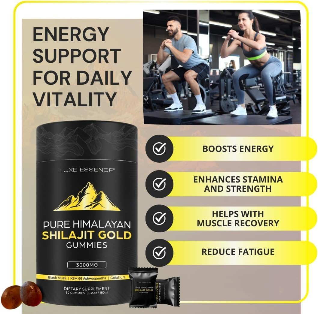 Shilajit Gummies 3000Mg | Pure Himalayan Source with Ashwagandha & Gokshura | Contains Fulvic Acid | No Added Sugar | Non-Gmo | 60 Gummies image number 3
