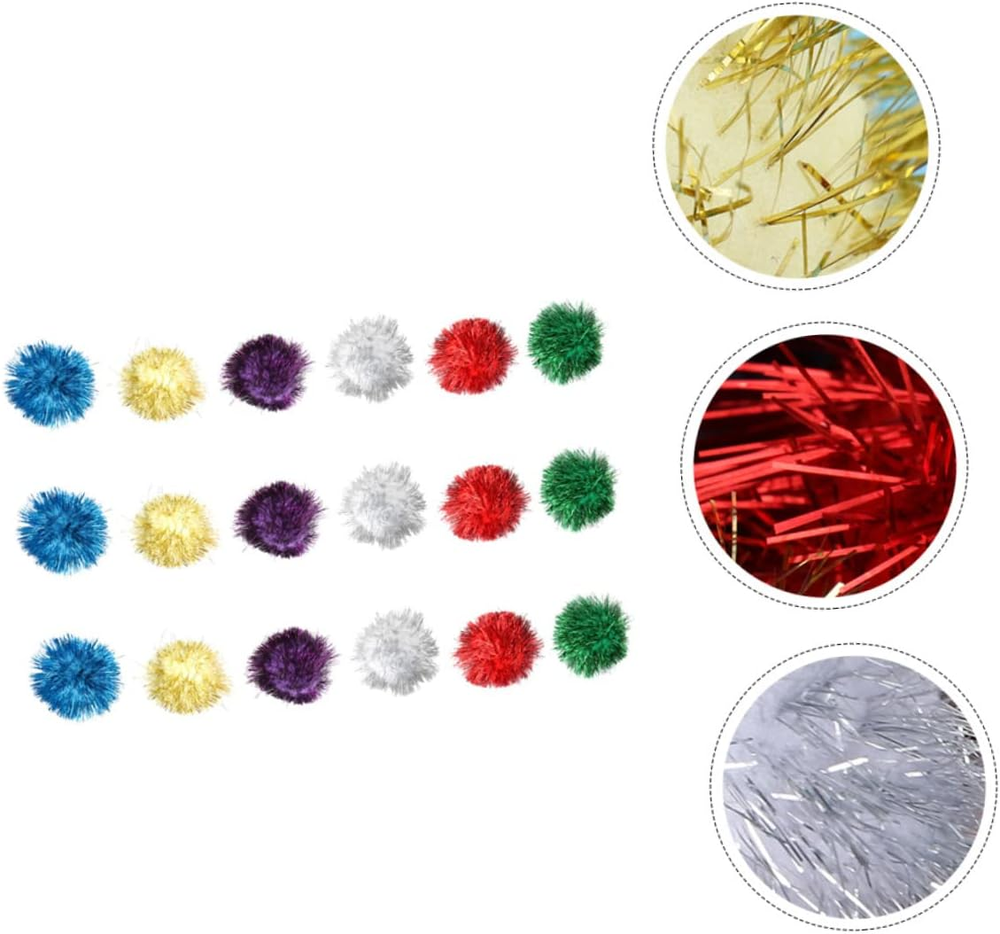ANDRESLAD 18Pcs Cat Pom Balls Tinsel Pom Bite-Resistant Pet Ball Toy 5Cm for Cat Play and Teasing Interactive Indoor Toys Random Color