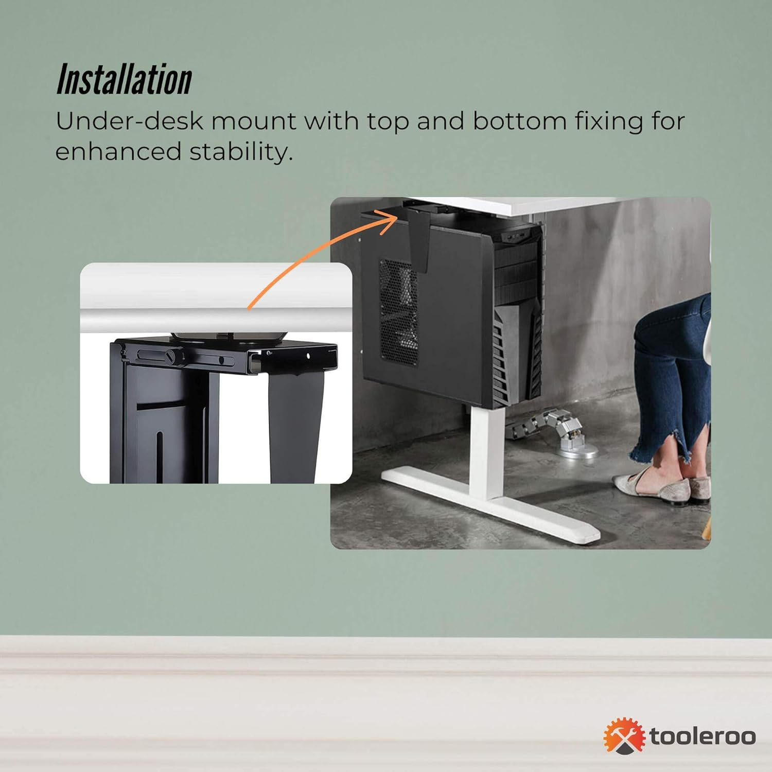 Tooleroo under Desk CPU Holder PC Mount - Adjustable 360 Degree Rotation Rack image number 5