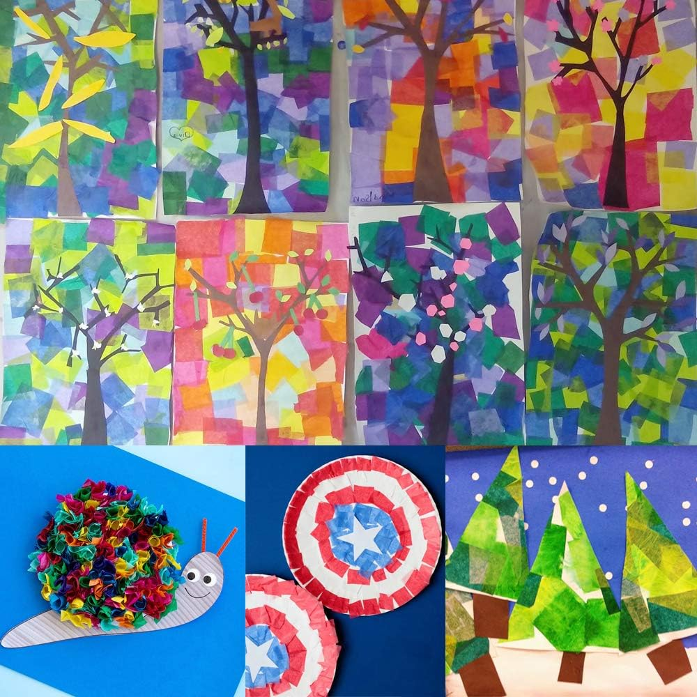 Cinvo 3600 Pcs Tissue Paper Squares 1.2 Inch X 1.2 Inch Rainbow Tissue Mosaic Squares for Arts Crafts DIY Projects Scrunch Art Classroom Activities and More- 30 Assorted Colors image number 2