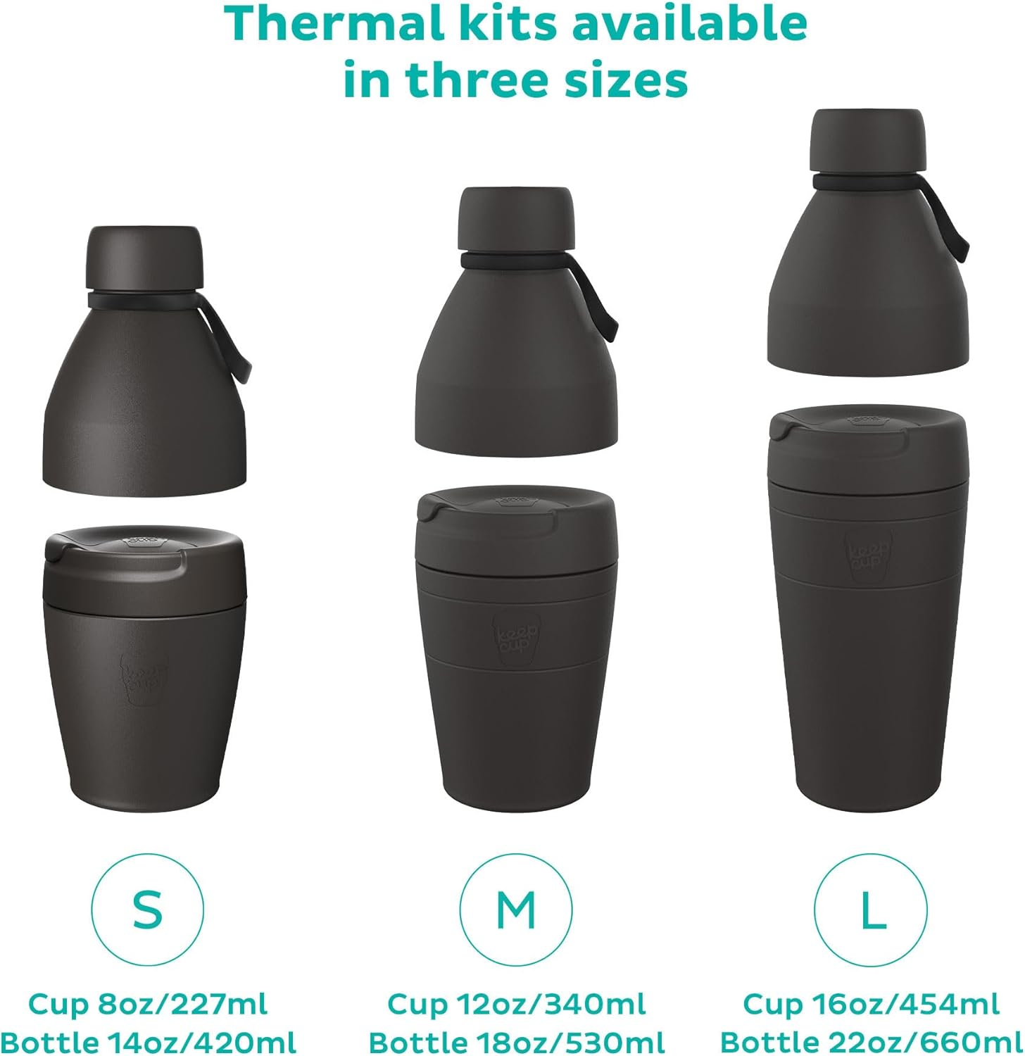 Keepcup Cup-To-Bottle Kit, 2 in 1 Reusable Water Bottle and Travel Mug, Insulated Stainless Steel Dual Opening with Leakproof Sipper Lid - 420Ml Bottle to 8Oz Cup - Nitro Gloss image number 5